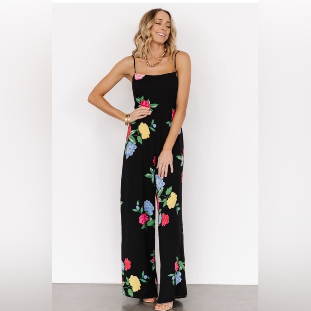 Baltic Born Black Floral Wide-Leg Jumpsuit - Picture 2 of 13